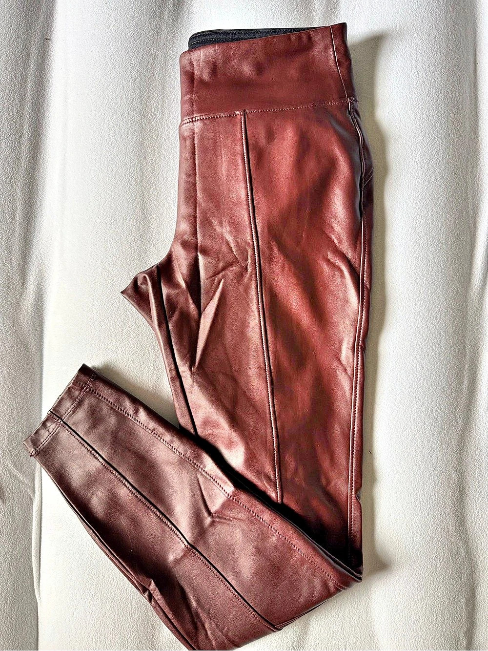 SPANX Faux Leather Leggings in Brown Like New